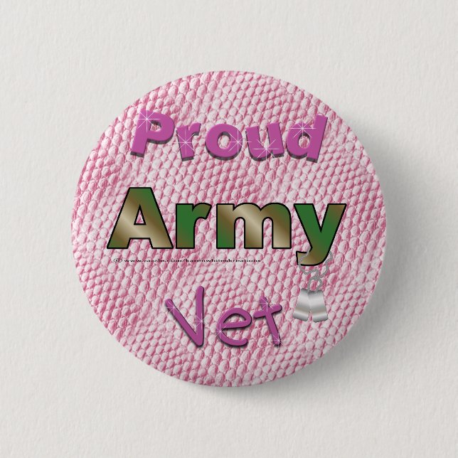 Bóton Redondo 5.08cm Botão Rosa Vet do Exército Orgânico (Frente)