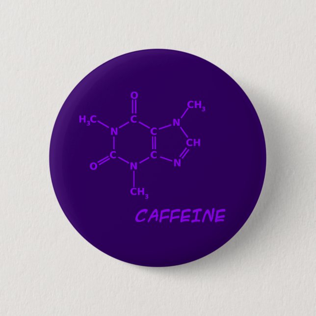 Bóton Redondo 5.08cm Botão roxo da molécula da cafeína (Frente)