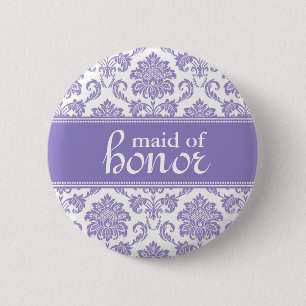 Bóton Redondo 5.08cm Botão roxo do damasco da madrinha de casamento do
