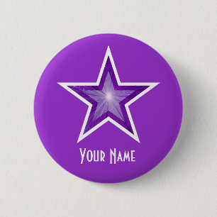 Bóton Redondo 5.08cm Botão Roxo Star 'Seu Nome'