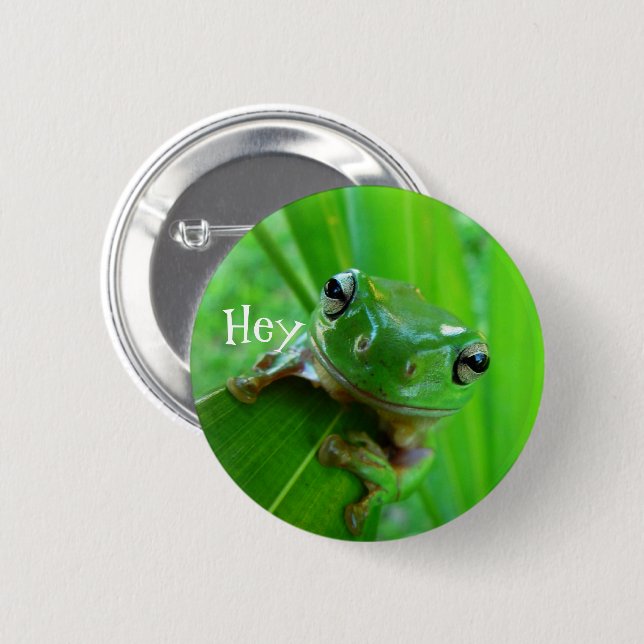 Bóton Redondo 5.08cm Botão Sapo da Árvore Verde (Frente & Verso)
