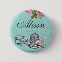 Botão Sewing do crachá conhecido do tema