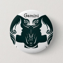 Bóton Redondo 5.08cm Botão Símbolo Zodiac do Horoscópio Gemini