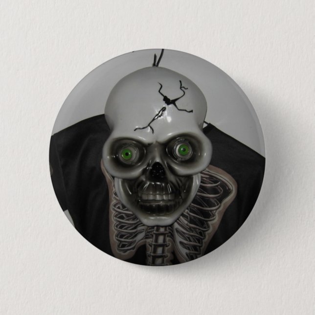 Bóton Redondo 5.08cm Botão Skeleton Skull Halloween (Frente)
