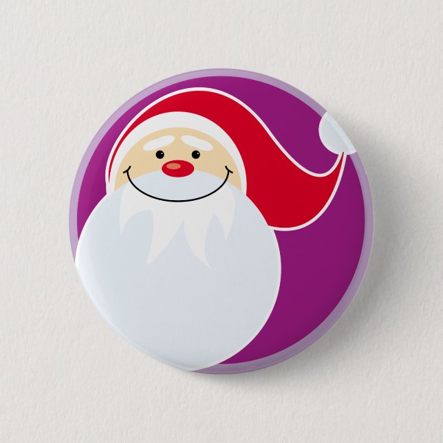 Bóton Redondo 5.08cm Botão Smiling Santa Claus (Frente)