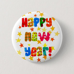 Bóton Redondo 5.08cm Botão Starry Round de Ano Novo
