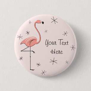 Bóton Redondo 5.08cm Botão 'Texto' do Flamingo Rosa