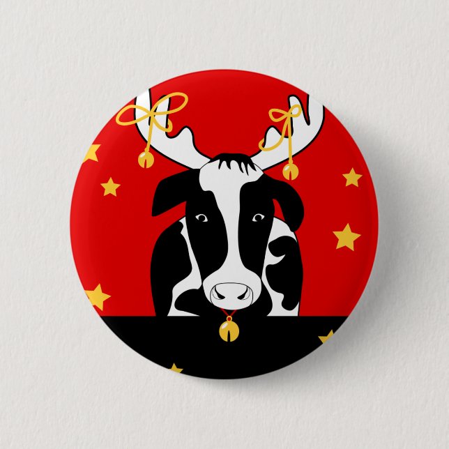 Bóton Redondo 5.08cm Botão Traseiro da Vaca de Natal (Frente)