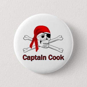 Bóton Redondo 5.08cm Botão Traseiro do Pino Cook do Capitão Pirata