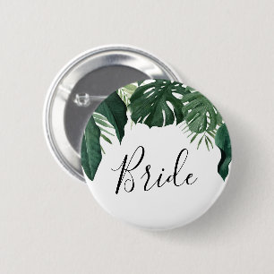 Bóton Redondo 5.08cm Botão Tropical Monstera Bridal Party - Noiva