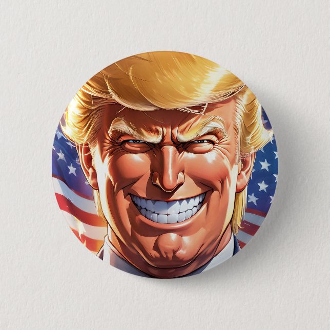 Bóton Redondo 5.08cm Botão Trump MAGA 2024 America First (Frente)