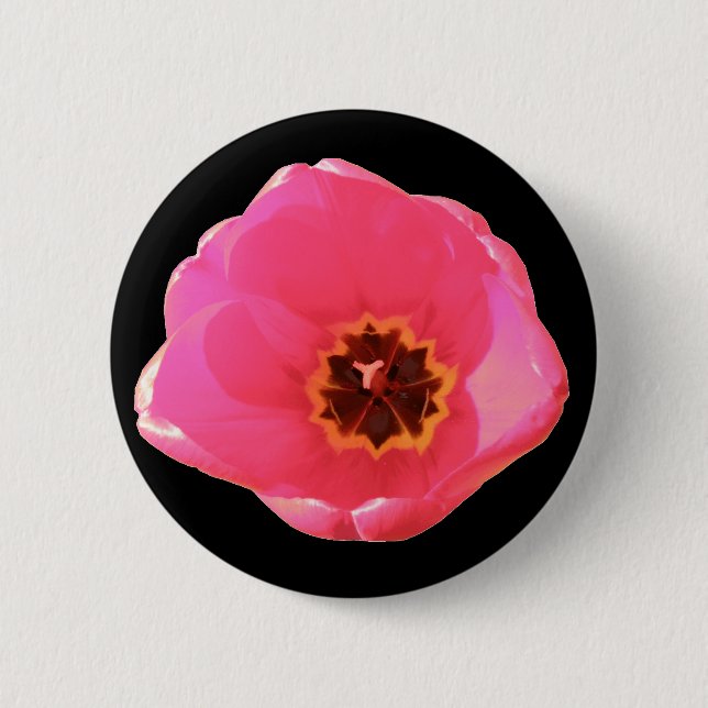 Bóton Redondo 5.08cm Botão Tulip Rosa (Frente)