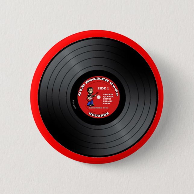 Bóton Redondo 5.08cm Botão velho do registro de vinil do gajo do (Frente)