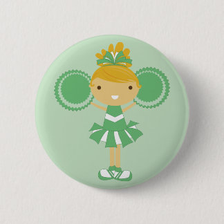 Bóton Redondo 5.08cm Botão verde da festa de aniversário do cheerleader