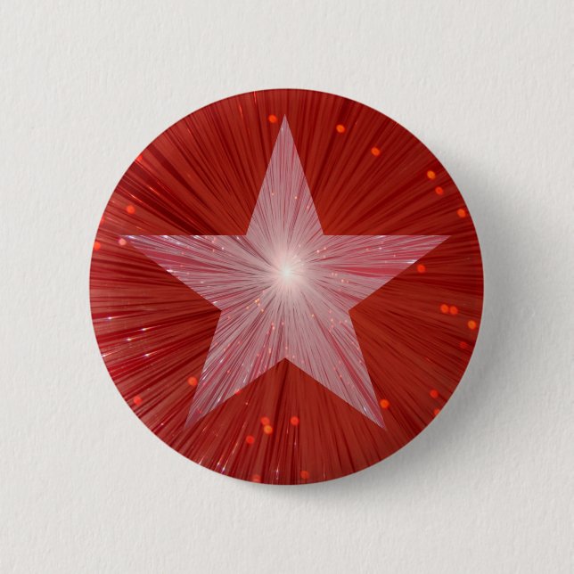 Bóton Redondo 5.08cm Botão vermelho da estrela (Frente)