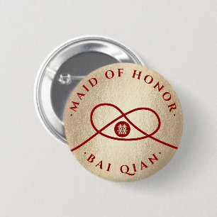 Bóton Redondo 5.08cm Botão vermelho da festa de casamento da felicidad