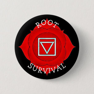 Bóton Redondo 5.08cm Botão vermelho de Chakra do qui da sobrevivência