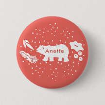 Botão Vermelho de Pinheiro do Urso Polar e Feriado