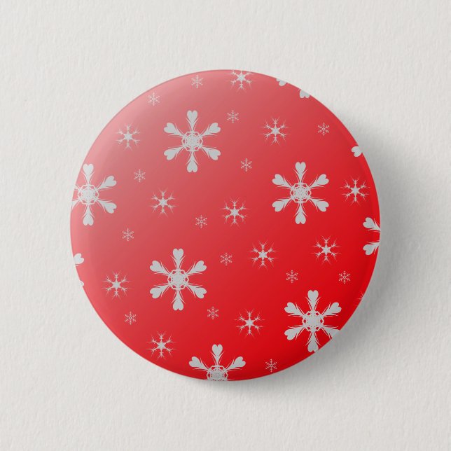 Bóton Redondo 5.08cm Botão vermelho do floco de neve (Frente)