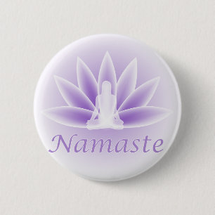 Bóton Redondo 5.08cm Botão Violet da Mulher Namaste Yoga Lotus