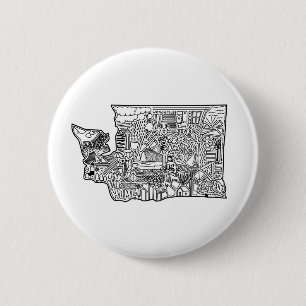 Bóton Redondo 5.08cm Botão Washington Doodle