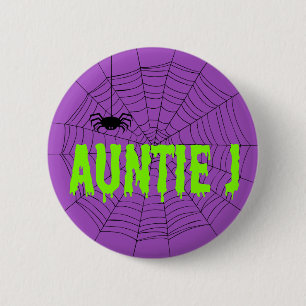 Bóton Redondo 5.08cm Botão Web do Auntie J Green Driting Font Spider