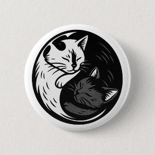 Bóton Redondo 5.08cm Botão Yin Yang de Gato / Smoking por Phil Elmore
