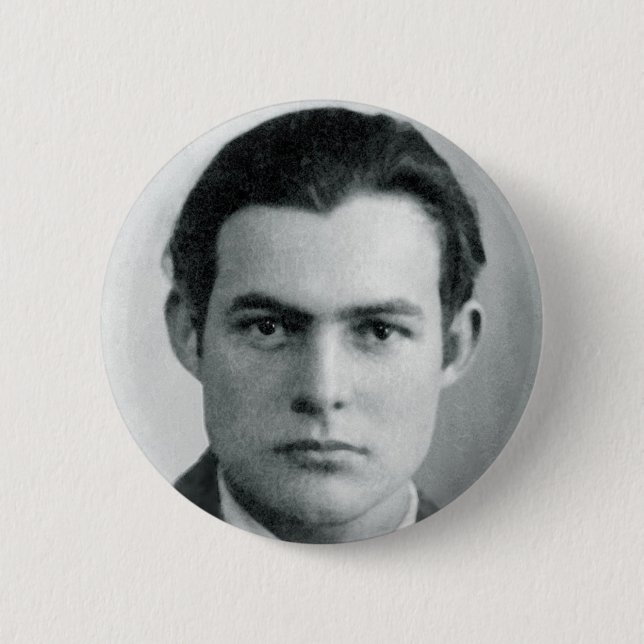 Bóton Redondo 5.08cm Botão Young Ernest Hemingway (Frente)