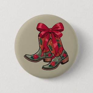 Bóton Redondo 5.08cm Botas Natalinas Coquete Western Cowgirl Natal