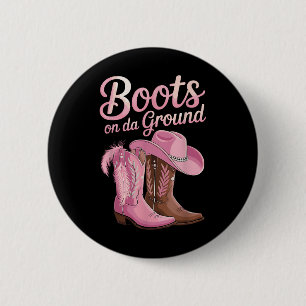 Bóton Redondo 5.08cm Botas No Chão, Dança Da Linha Da Cowgirl, Boca-Boc