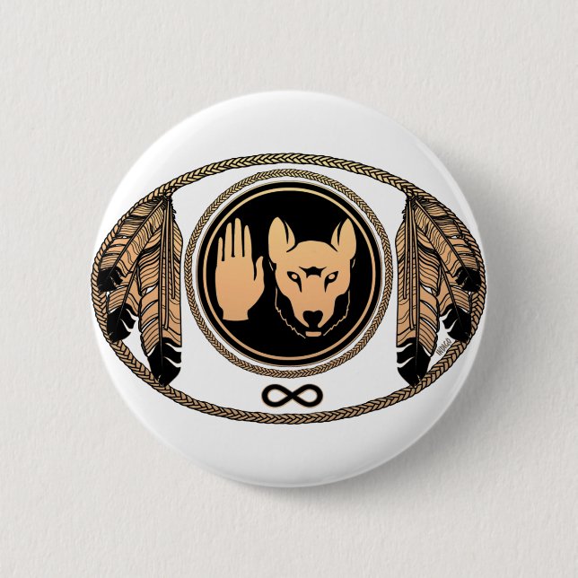 Bóton Redondo 5.08cm Botões das Primeiras Nações Ofertas para o Lobo (Frente)