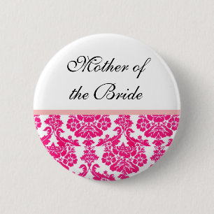 Bóton Redondo 5.08cm botões de casamento tema damasco rosa