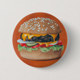 Bóton Redondo 5.08cm Botões de Ilustração de Hamburger