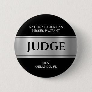 Bóton Redondo 5.08cm Botões de Juiz de Concurso Brilhantes Faixa Prata 