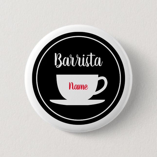 Bóton Redondo 5.08cm Botões de nome barista personalizados para café (Frente)