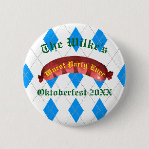 Bóton Redondo 5.08cm Botões do Oktoberfest - A Maior Festa de Salsicha
