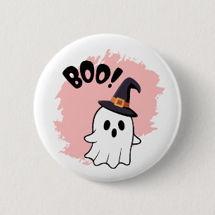Bóton Redondo 5.08cm Botões e Pin's Fofos de Halloween Fantasmas, Abóbo