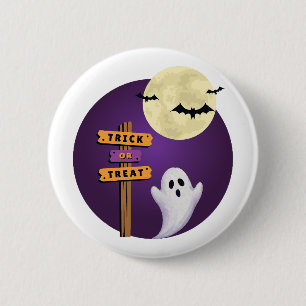 Bóton Redondo 5.08cm Botões e Pin's Fofos de Halloween Fantasmas, Abóbo