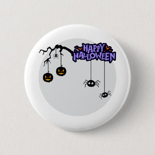 Bóton Redondo 5.08cm Botões e Pin's Fofos de Halloween Fantasmas, Abóbo
