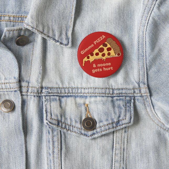 Bóton Redondo 5.08cm Botões Fatia de Texto e Pizza de Cor Personalizado (In Situ)