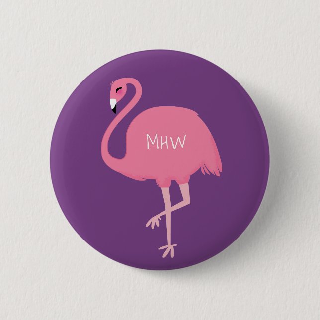 Bóton Redondo 5.08cm Botões Flamingo de Cute (Frente)
