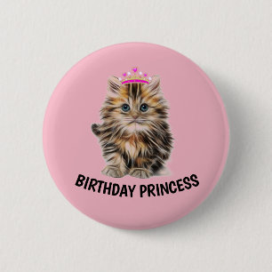 BÓTON REDONDO 5.08CM BOTÕES GATO DE PRINCESA DE ANIVERSÁRIO