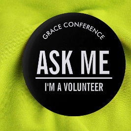 Bóton Redondo 5.08cm Botões Pretos para Voluntários