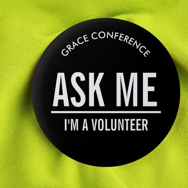 Bóton Redondo 5.08cm Botões Pretos para Voluntários (Criador carregado)