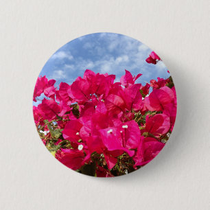 Bóton Redondo 5.08cm Bougainvillea e céu azul bonito