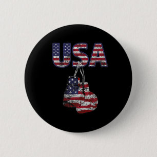 Bóton Redondo 5.08cm Boxando Luvas E Bandeira Americana Para As Mulhere