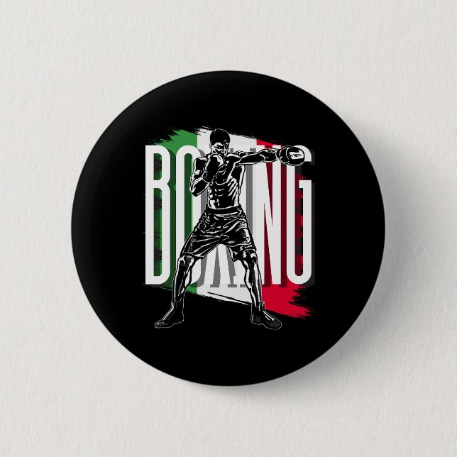 Bóton Redondo 5.08cm Boxe, Bandeira Mexicana (Frente)