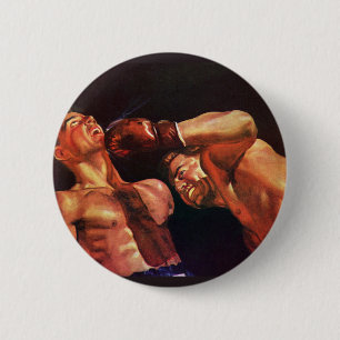 Bóton Redondo 5.08cm Boxe Esportiva Vintage, Lutadores de Boxe Socando