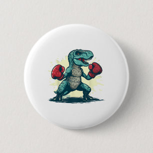 Bóton Redondo 5.08cm Boxeando Dinosaur Boxeador T-rex Kickboxing Dino B