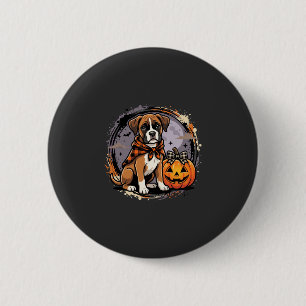 Bóton Redondo 5.08cm Boxer Dog Halloween Abóbora Sublimação